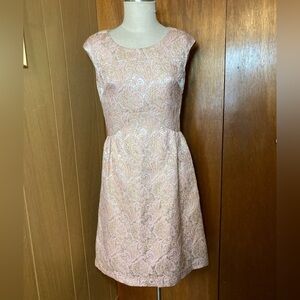Stunning Vintage Pink and Gold Paisley Brocade Dress